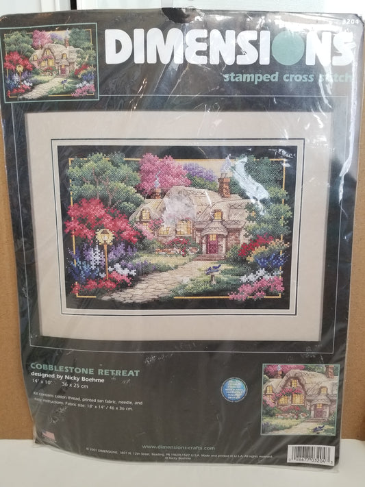 Dimensions Stamped Cross stitch Cabblestone Retreat 3204 Full kit