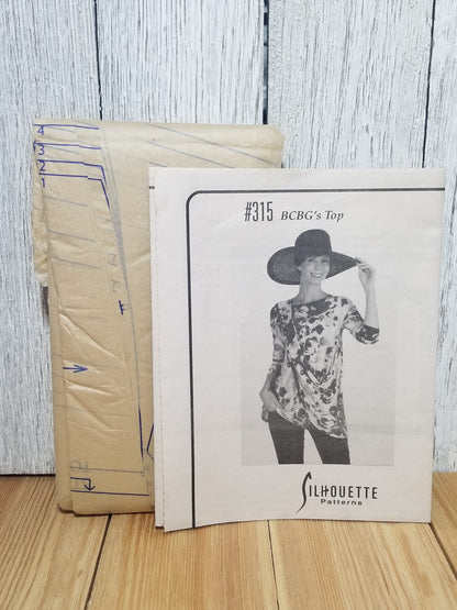 Silhouette # 315 BCBG's Top Size 1,2,3,4 5W-8W Fit to Size New Uncut FF Sewing Pattern