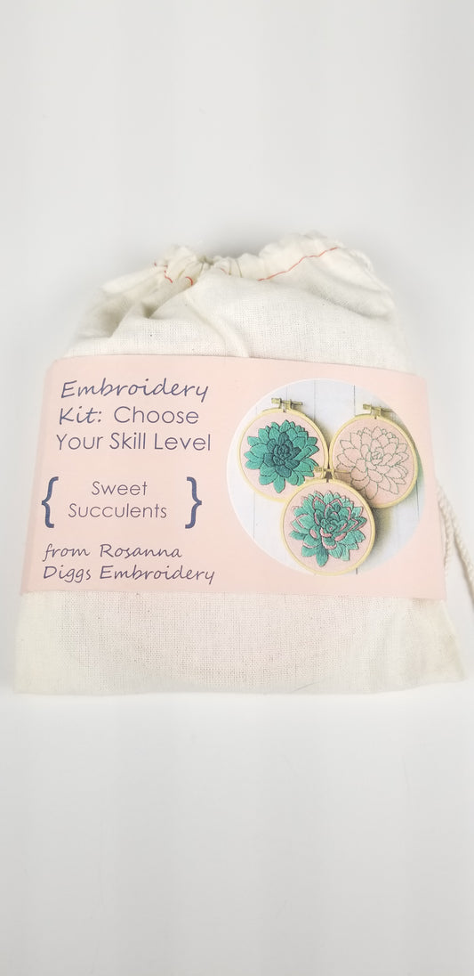 Sweet succulents embroidery kit