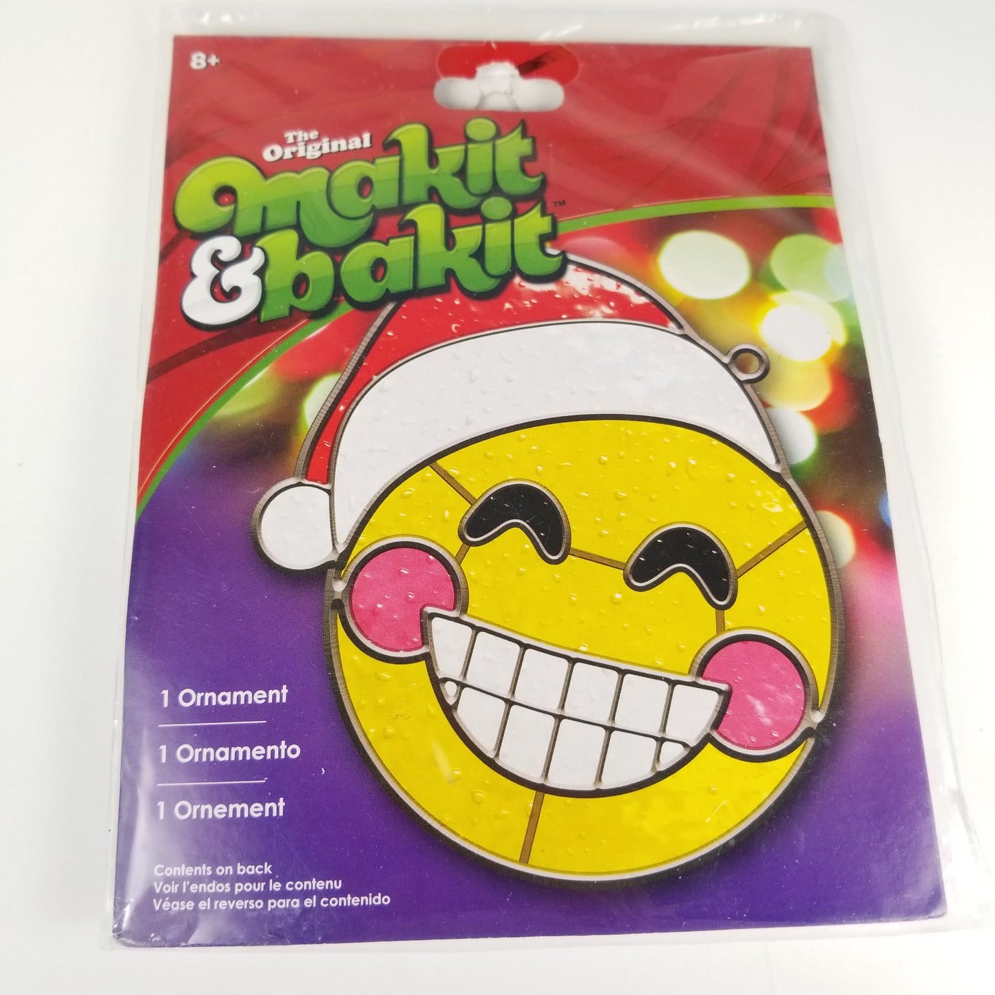 Christmas Smiley Emoji Ornament Makit and Bakit Plastic Melt Kit Suncatcher