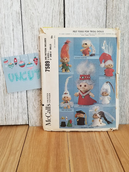 1960's McCall's 7589 Troll Doll Clothes for Every Occasion Trolls 3 inch & 6 inches Tall