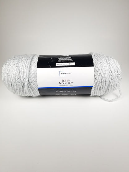 Mainstays Acrylic Sparkle Platinum Silver Yarn