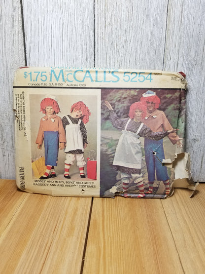 McCall's 5254 Raggedy Ann & Andy Costumes Adult Medium Uncut FF 1976