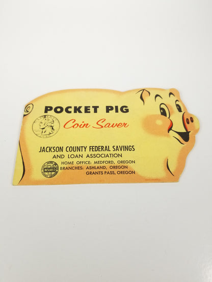 Vtg 1950s Pocket Pig Coin Quarter Saver Advertising Empty bank Savings Loans Oregon