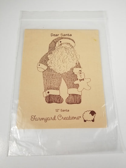 Dear Santa 12" Santa Doll Sewing Pattern Farmyard Creations Christmas