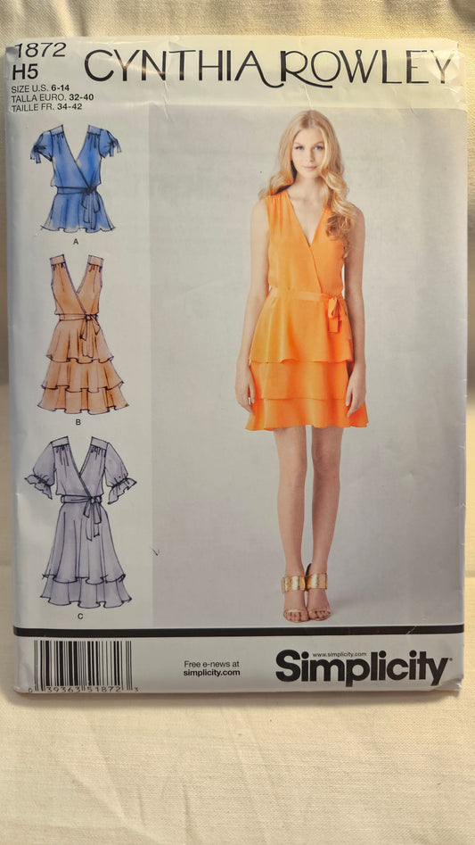 Simplicity #1872 misses dress sizes H5 6-14 uncut ff sewing pattern CYNTHIA ROWLEY