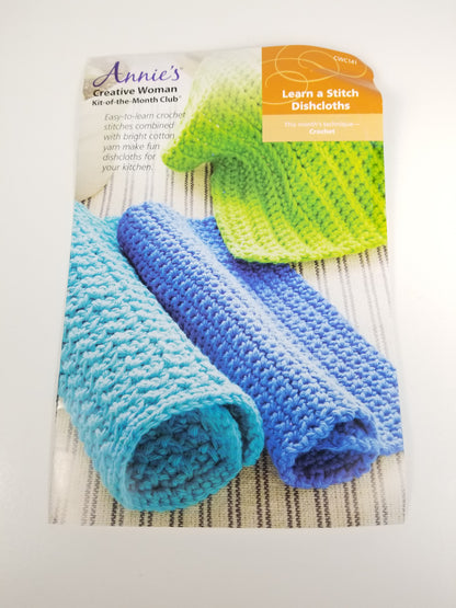 Annie's Creative Woman Kit- Of- The- Month- Club learn a stitch Dishcloths Pattern with Cotton yarn