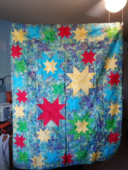 Orphan Quilt Top Ready To Quilt About crib/ twin size blanket batik Star pattern