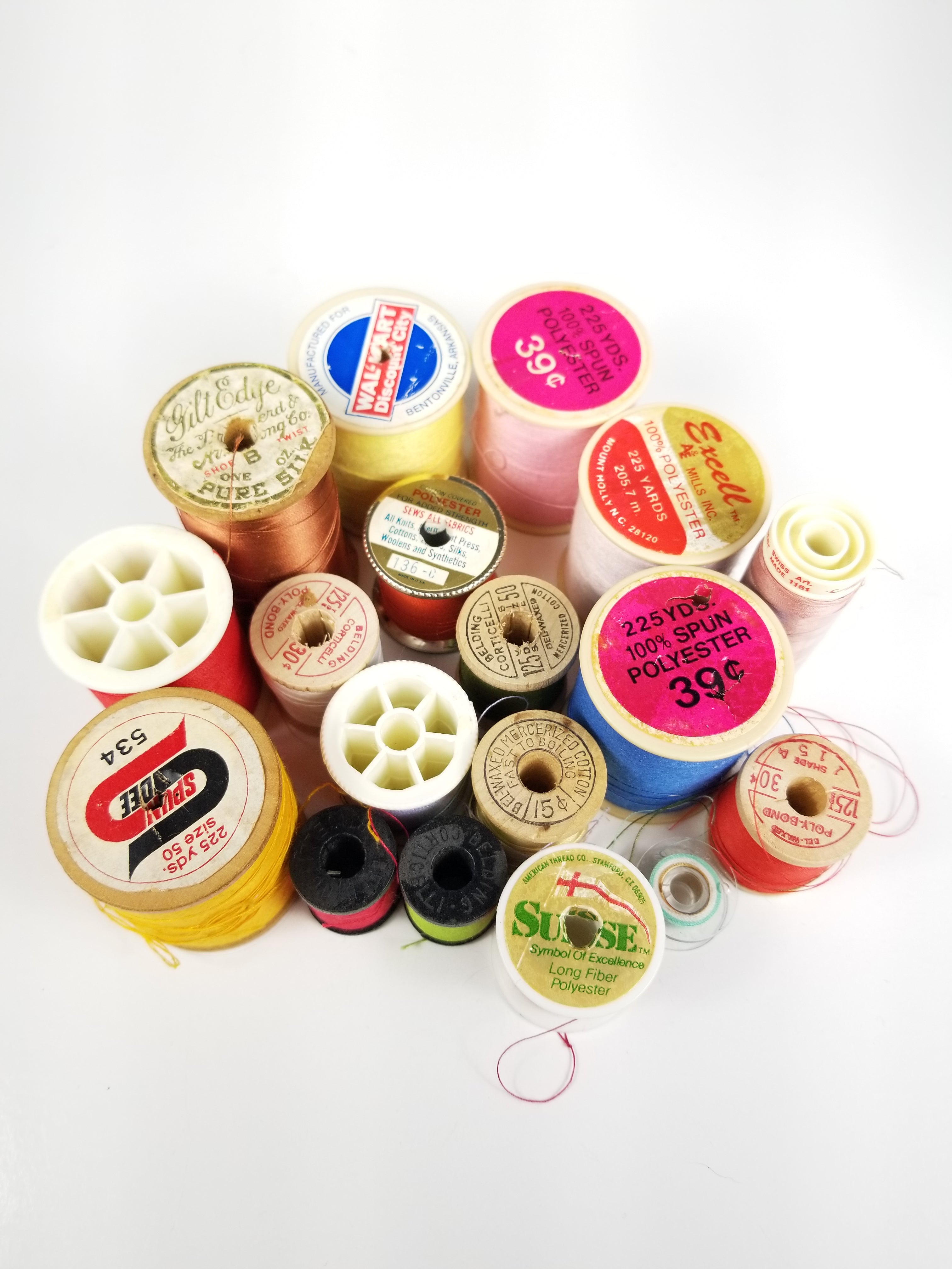 Destash lot of 299 mini cheapest spools of sewing thread with container