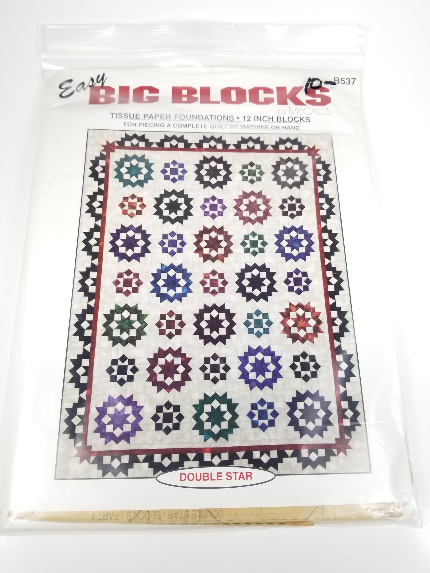 Easy Big Blocks B537 Tissue Paper Foundations 12" Blocks Double Star Quilt Pattern