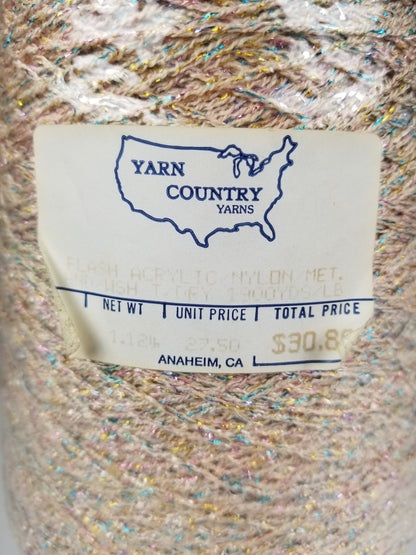 Yarn Country Yarns Flash Acrylic Nylon Pink Sparkle Yarn Cone Wrapped