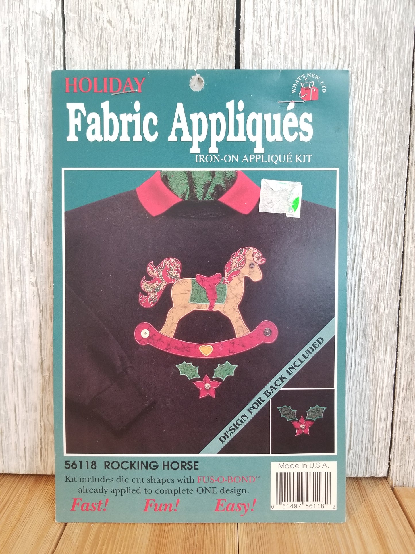 Vintage Holiday Fabric Appliques Rocking Horse Iron on Applique 56118