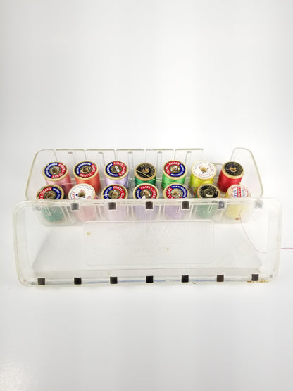 Tidee Maid Vintage Thread Box with 14 wooden spools