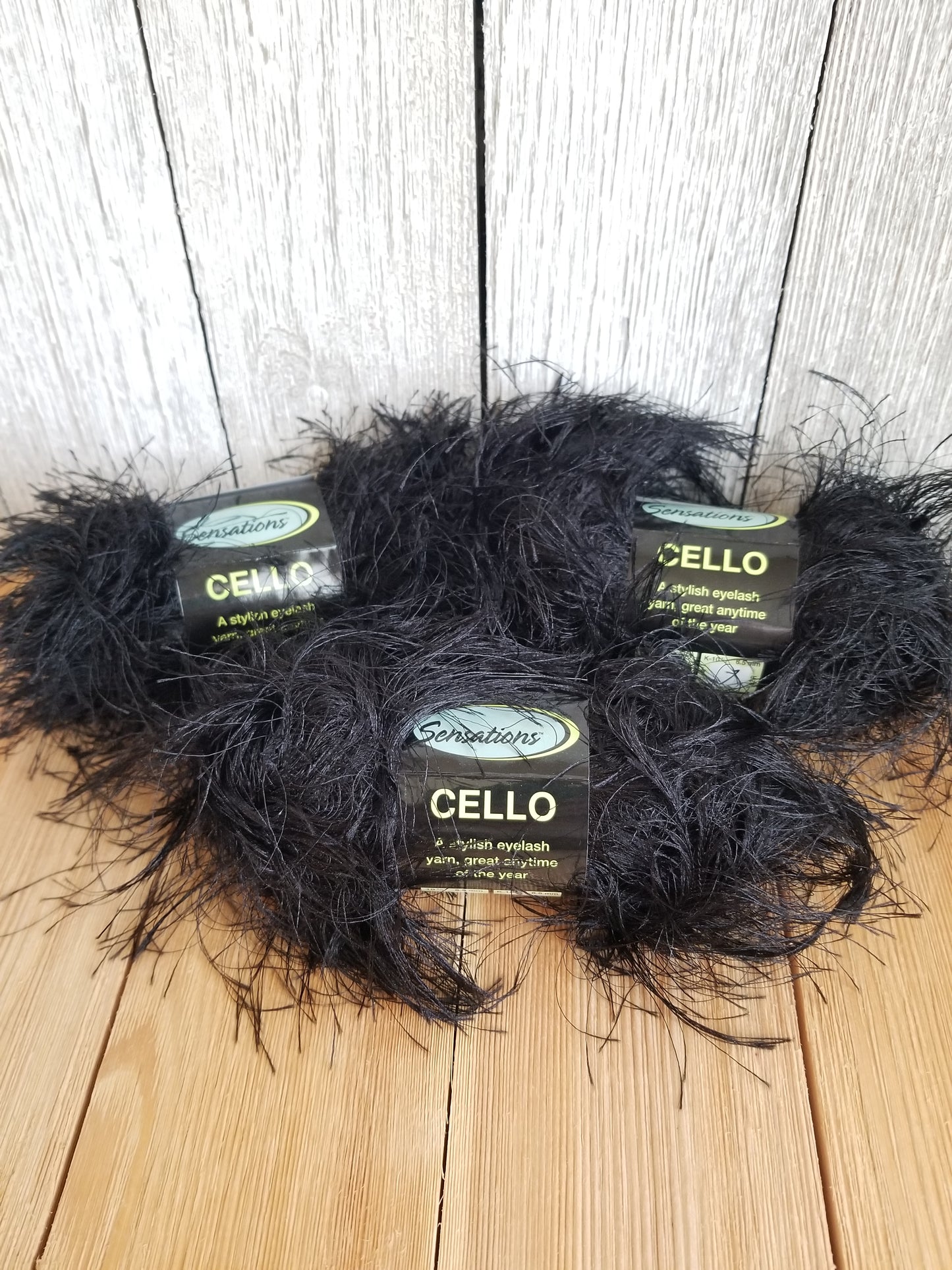 Joann's Exclusive Sensations Cello Black Eyelash Yarn 3 Skein Bundle