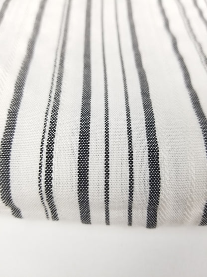 Black and White Stripe Linen Fabric