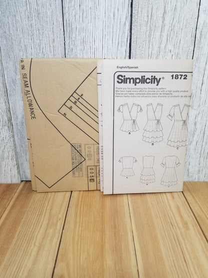 Simplicity 1872 Deep V Wrap Style Tulip Dress Size 6-14 Uncut FF Sewing Pattern CYNTHIA ROWLEY