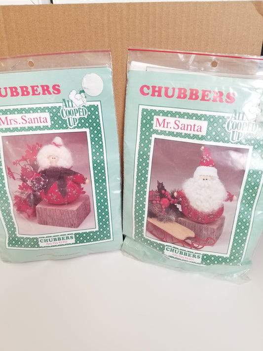 Rare Vintage All Cooped Up Chubbers Mrs. Santa Mr. Santa bundle (both kits)