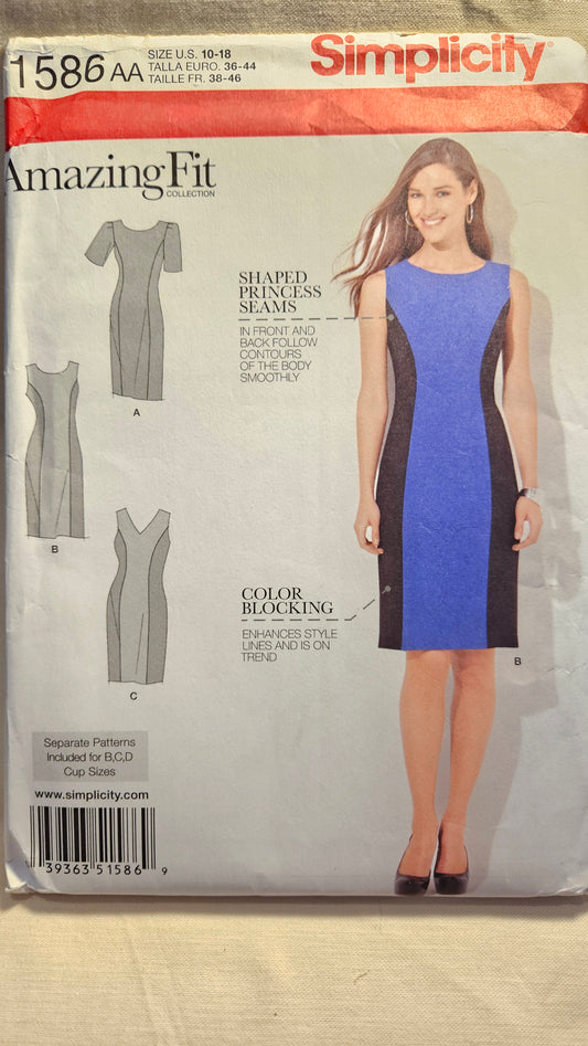 Simplicity #1586 AA misses dress sizes 10-18 uncut ff sewing pattern