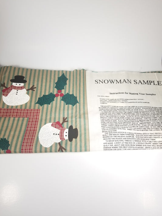 Vintage Wamsutta OTC Cotton Fabric Panel  Snowmen, Gingerbread Men