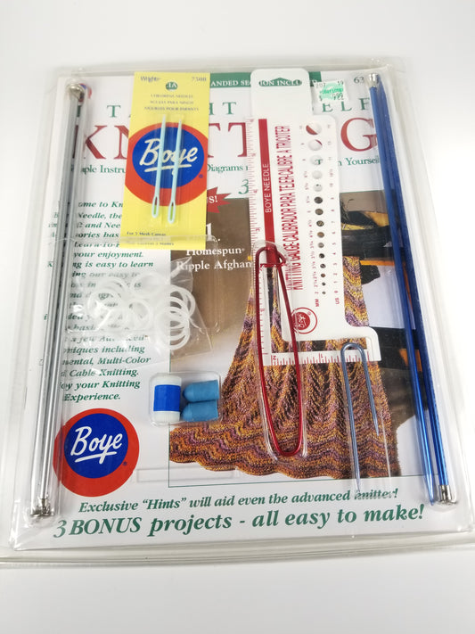 Boye # 6398 "I Taught Myself Knitting" Kit Supplies with Magazine