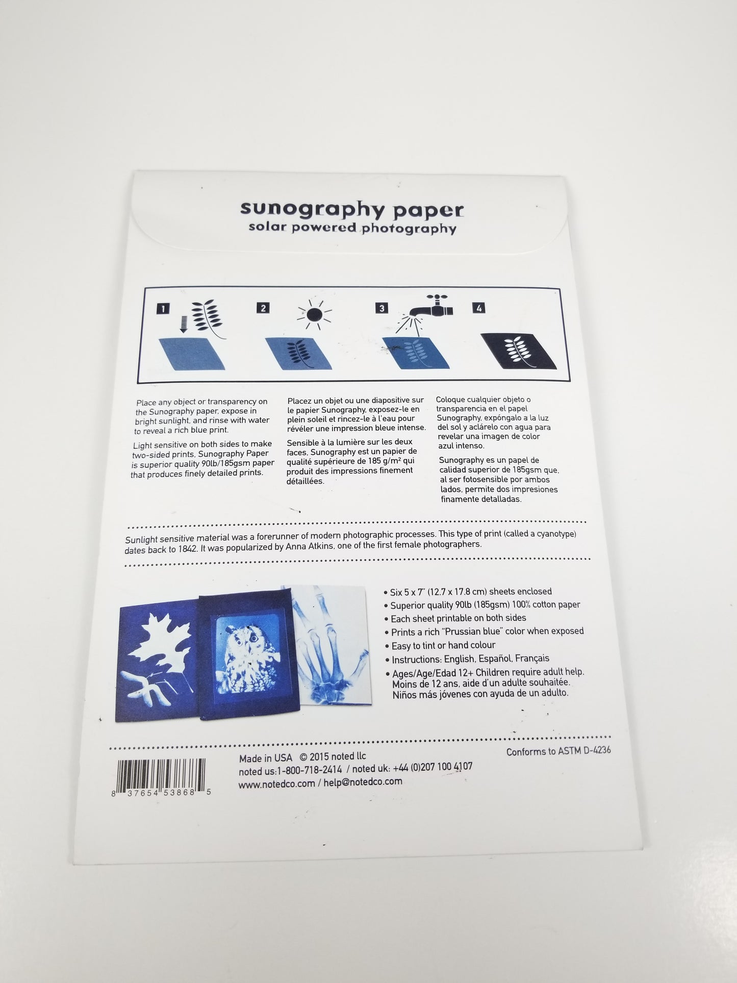 Solar Powered Photography Sunography 6 Paper Sheets