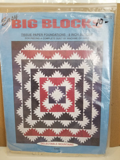 Easy Big Blocks B510 Tissue Paper Foundations 8" Blocks Delectable Mountains Quilt Pattern