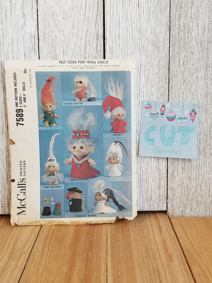 1960's McCall's 7589 Troll Doll Clothes for Every Occasion Trolls 3 inch & 6 inches Tall