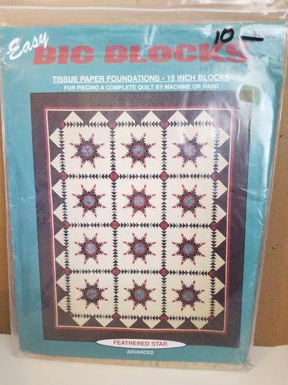 Easy Big Blocks B506 Tissue Paper Foundations 15" Blocks Feathered Star Quilt Pattern