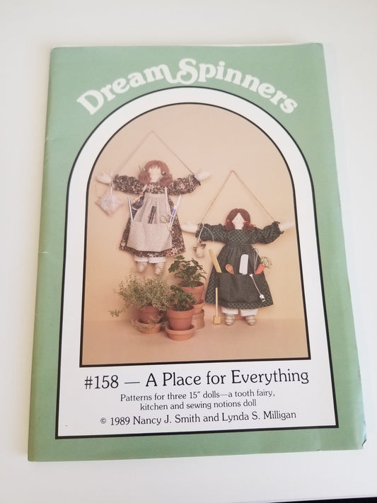 VTG A Place for Everything Angel and Kitchen Dolls Sewing Pattern lot of 2 Dream Spinners 158