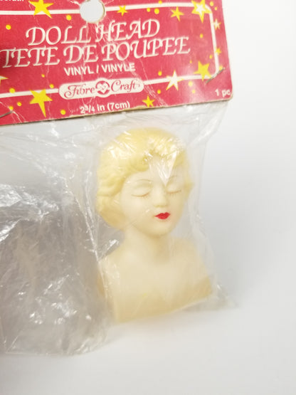 LOT of 2 Vintage VINYL NOS Angel Doll Heads Arms Blonde HOLIDAY Craft 3" parts repair