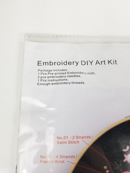 Embroidery kit Flowers on black Fabric