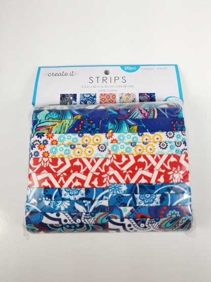 Create it strips 100% cotton MOROCCAN precut quilting fabric jelly rolls funky blue paisley