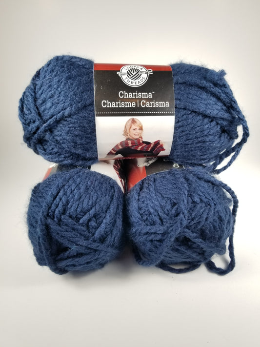 Loops and thread Charisma bulky yarn dark blue 3 skeins lot 1675