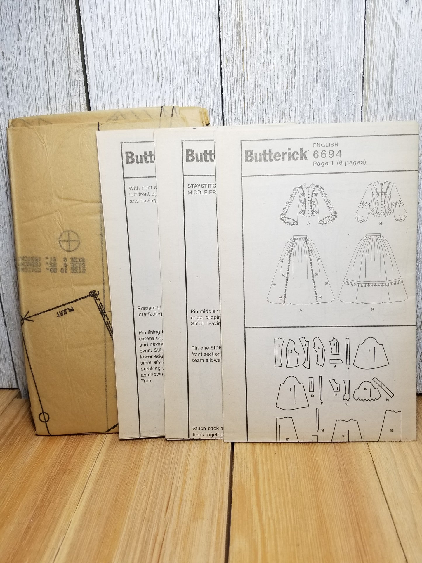 Butterick 6694 Making History Top and Skirt Sizes 6-8-10 Vintage Sewing Pattern Uncut FF