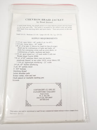 Chevron Braid Jacket quilting pieced Patchwork Gallery GP001 uncut Sewing Pattern