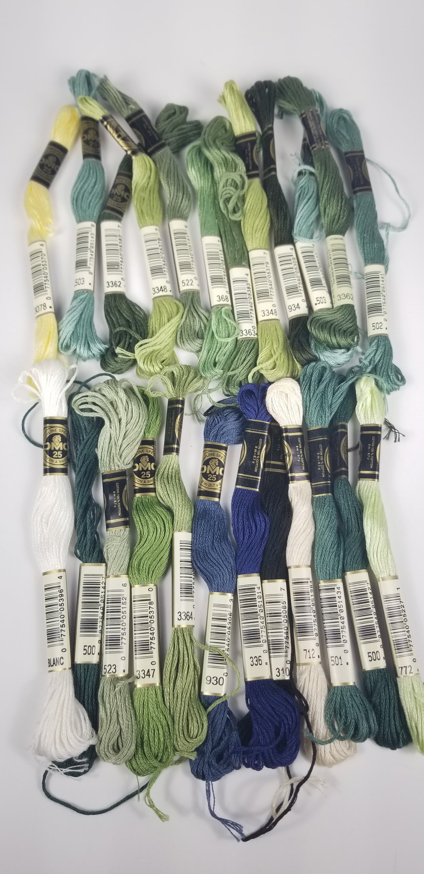 DMC embroidery floss green bundle 18 skeins