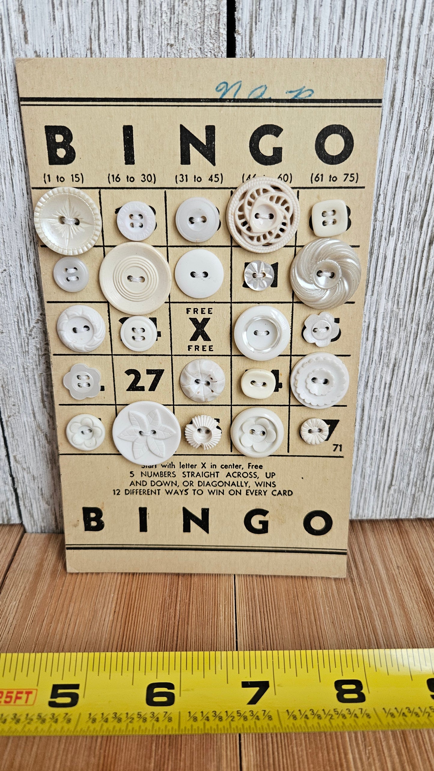 Vintage Button Lot on Bingo Card U PICK Antique quirky cute