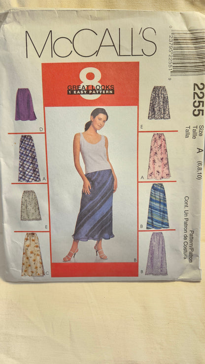 McCall's #2255 misses skirt size A 6-10 uncut ff sewing pattern