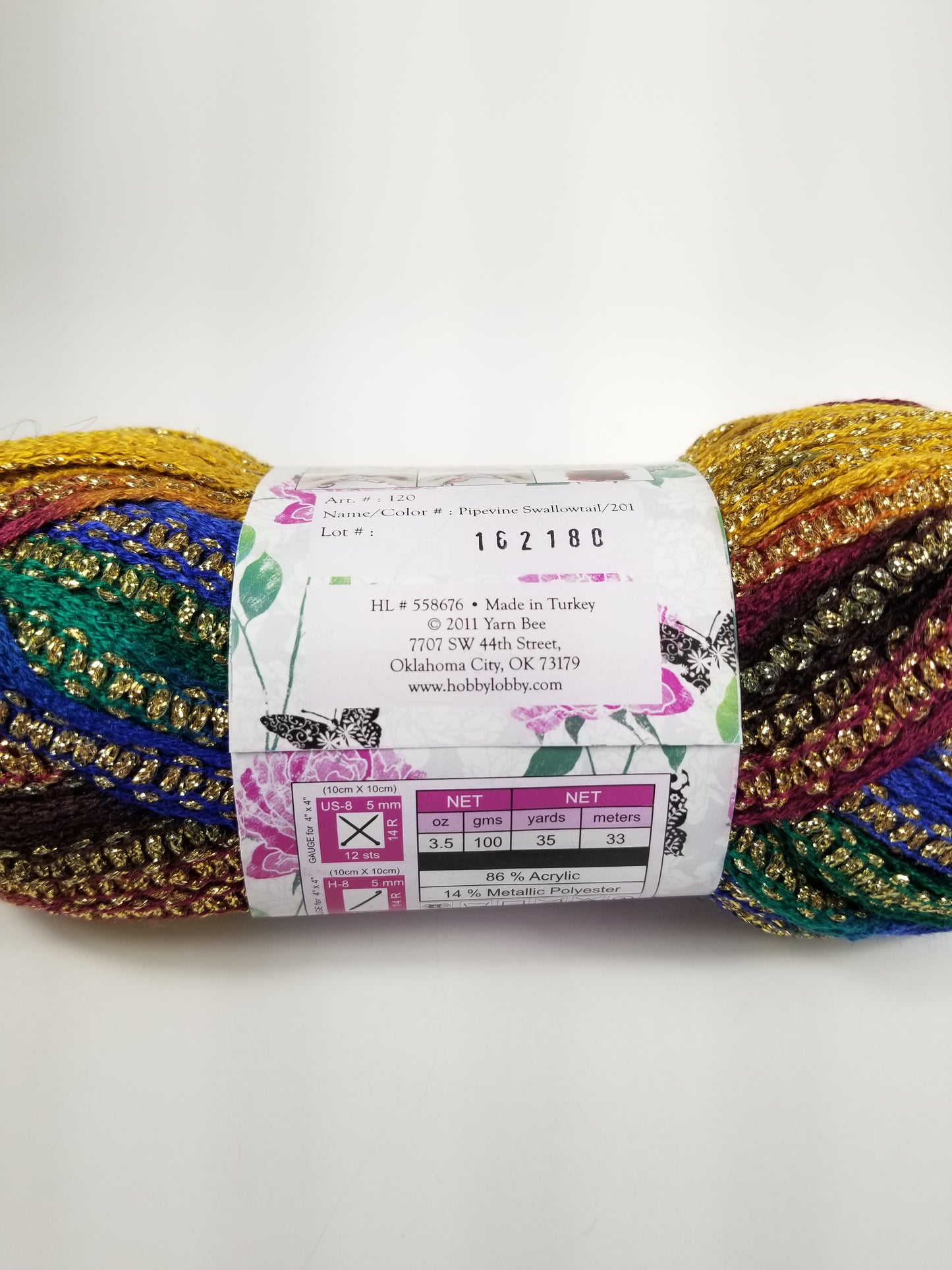 Yarn bee Chrysalis Metallics Pipevine swallowtail lot: 162180