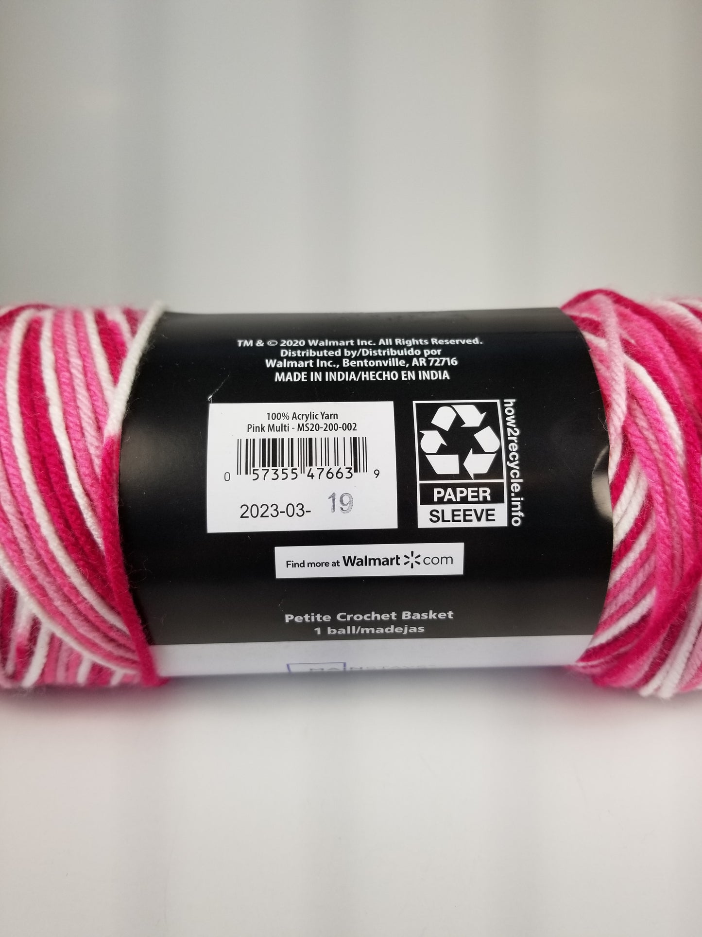 Mainstays 100% Acrylic Yarn Pink Multi 2023-03- 19