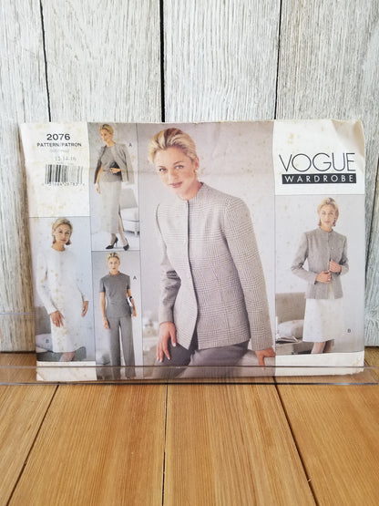 Vogue 2076 misses jacket dress top skirt and pants loose fitting and lined Sewing Pattern size 12, 14, 16 Uncut FF