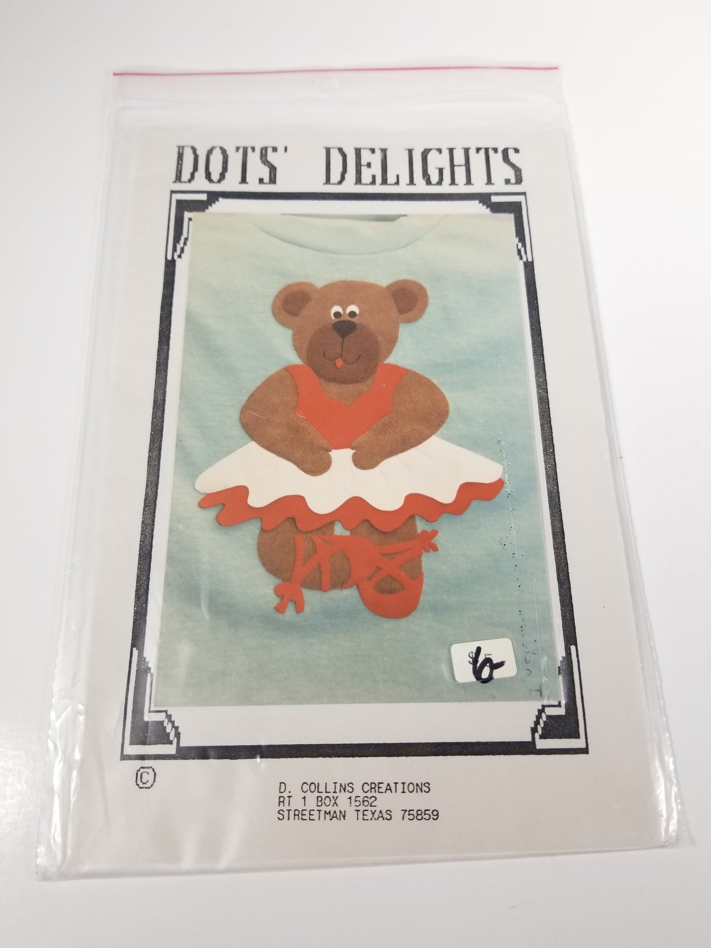 Dots Delights Ballerina Bear Applique Pattern