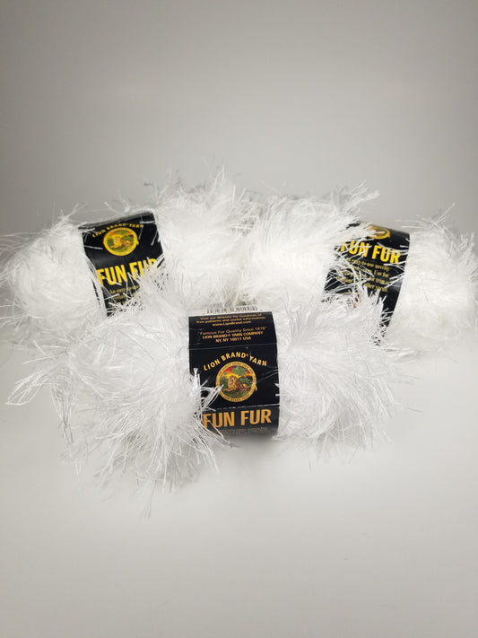 Lion brand Fun Fur White 3 Skein Bundle