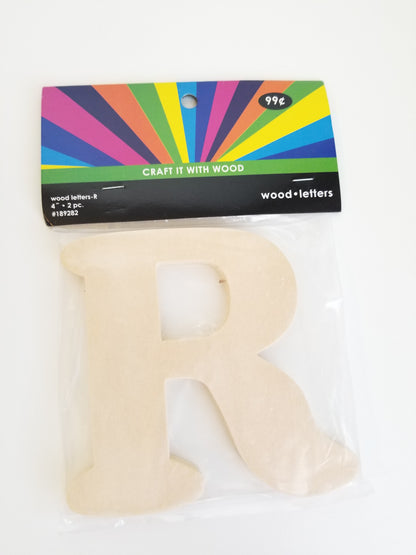 Wood Letters Choose your Letter 2 pc 4inch letter