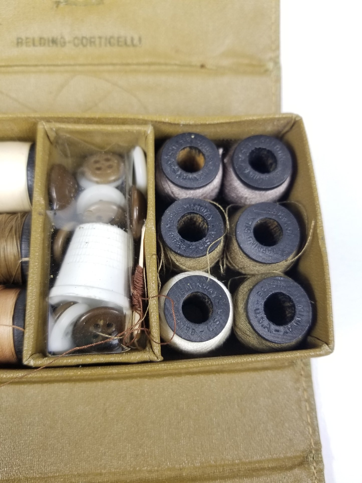 Vtg WWII US Army Military Sewing Kit with Original Box and Contents by Belding-Corticelli