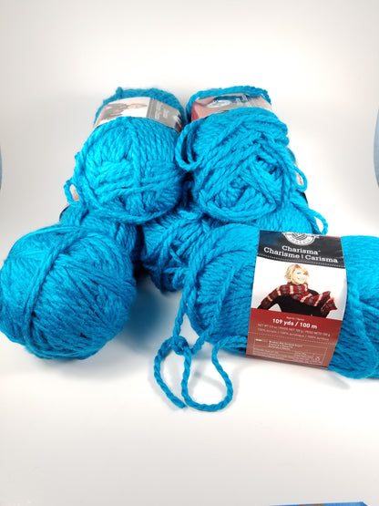 Loops and thread Charisma bulky yarn 7 skein bundle electric Blue lot 12/780