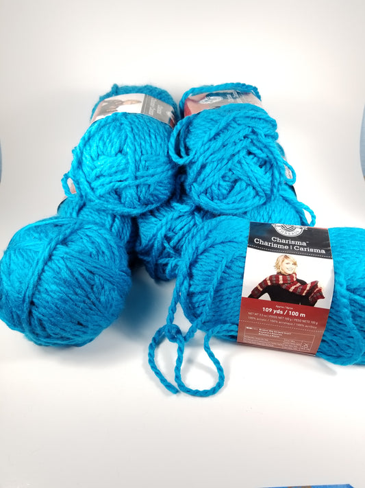 Loops and thread Charisma bulky yarn 7 skein bundle electric Blue lot 12/780