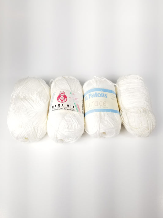 White mesmerized cotton bundle (4 skeins)