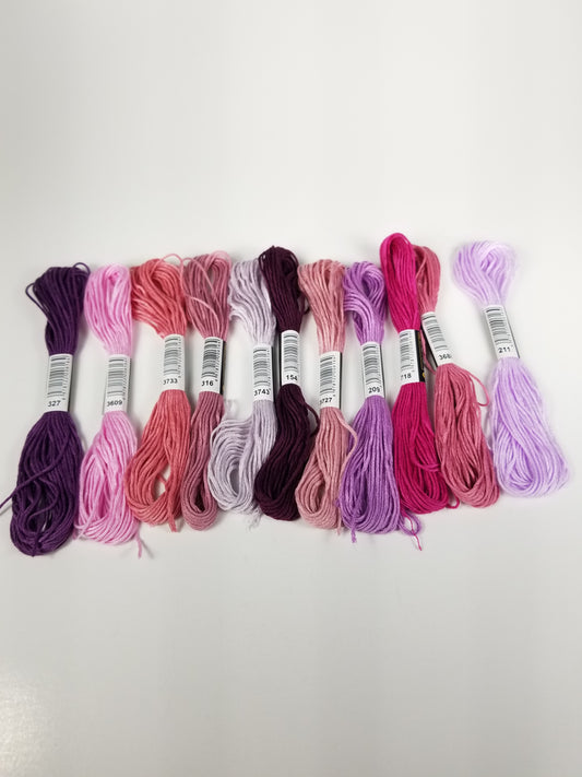 Embroidery floss DMC purple pack Holiday valentine spring colors 11 skeins