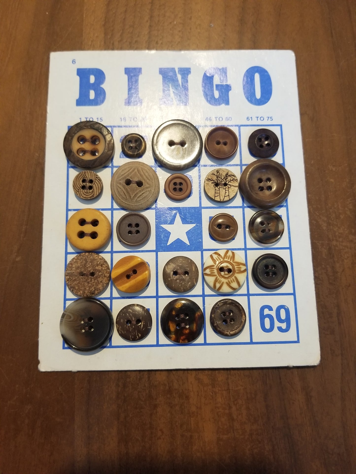Vintage Button Lot on Bingo Card U PICK Antique Quirky Cute